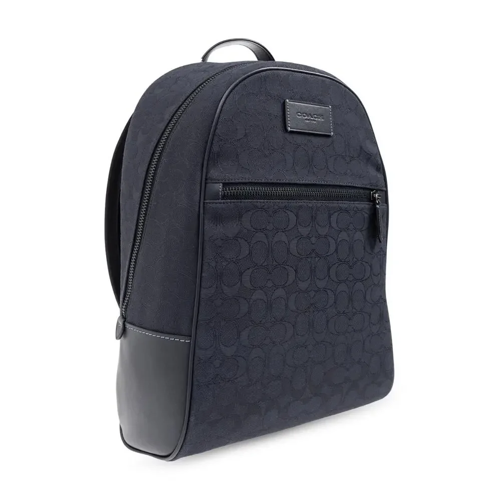 Coach Theo Backpack In Signature Jacquard Navy NWT Laptop Work College Book Bag